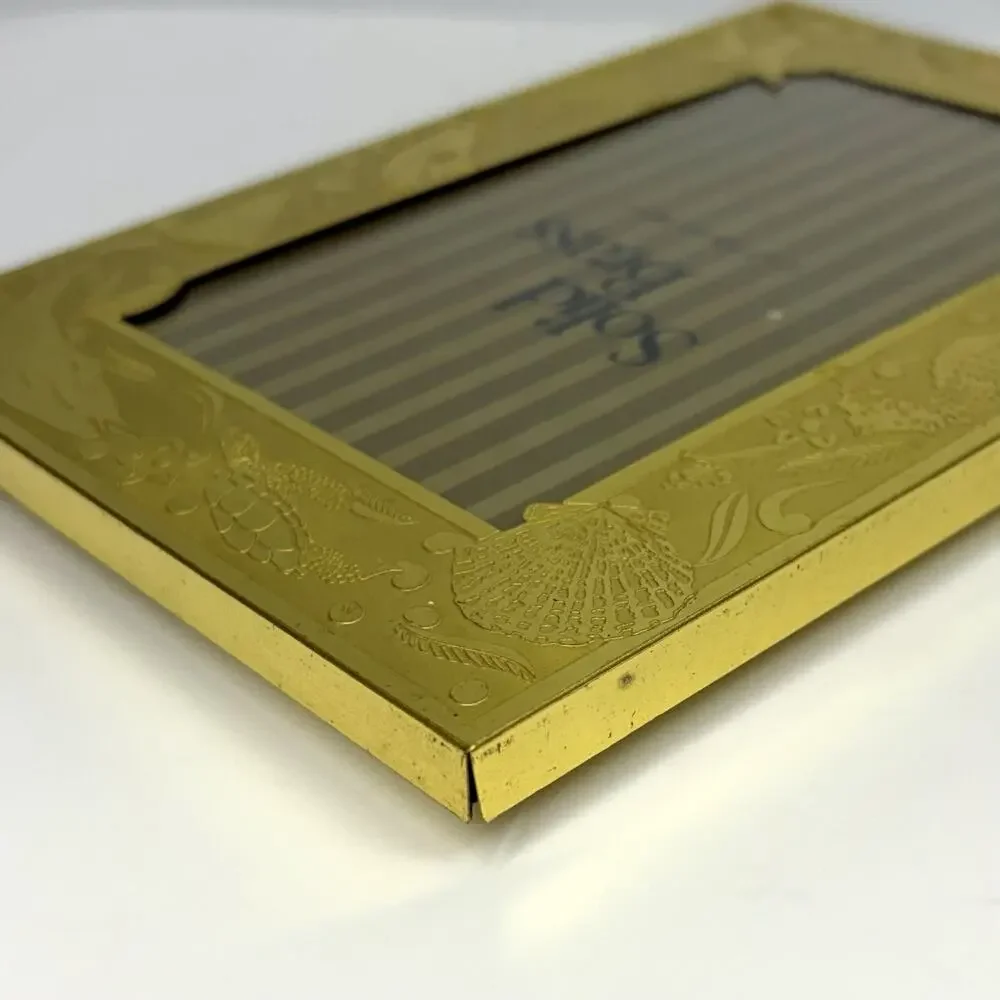 Vintage Solid Brass Photo Frame 5” X 7” Sea Creatures Nautical Beach Etching